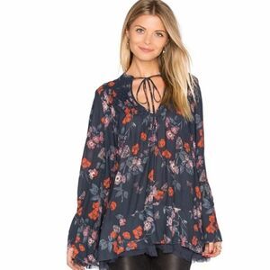 Free People Pebble Crepe So Fine Smocked Tunic Top